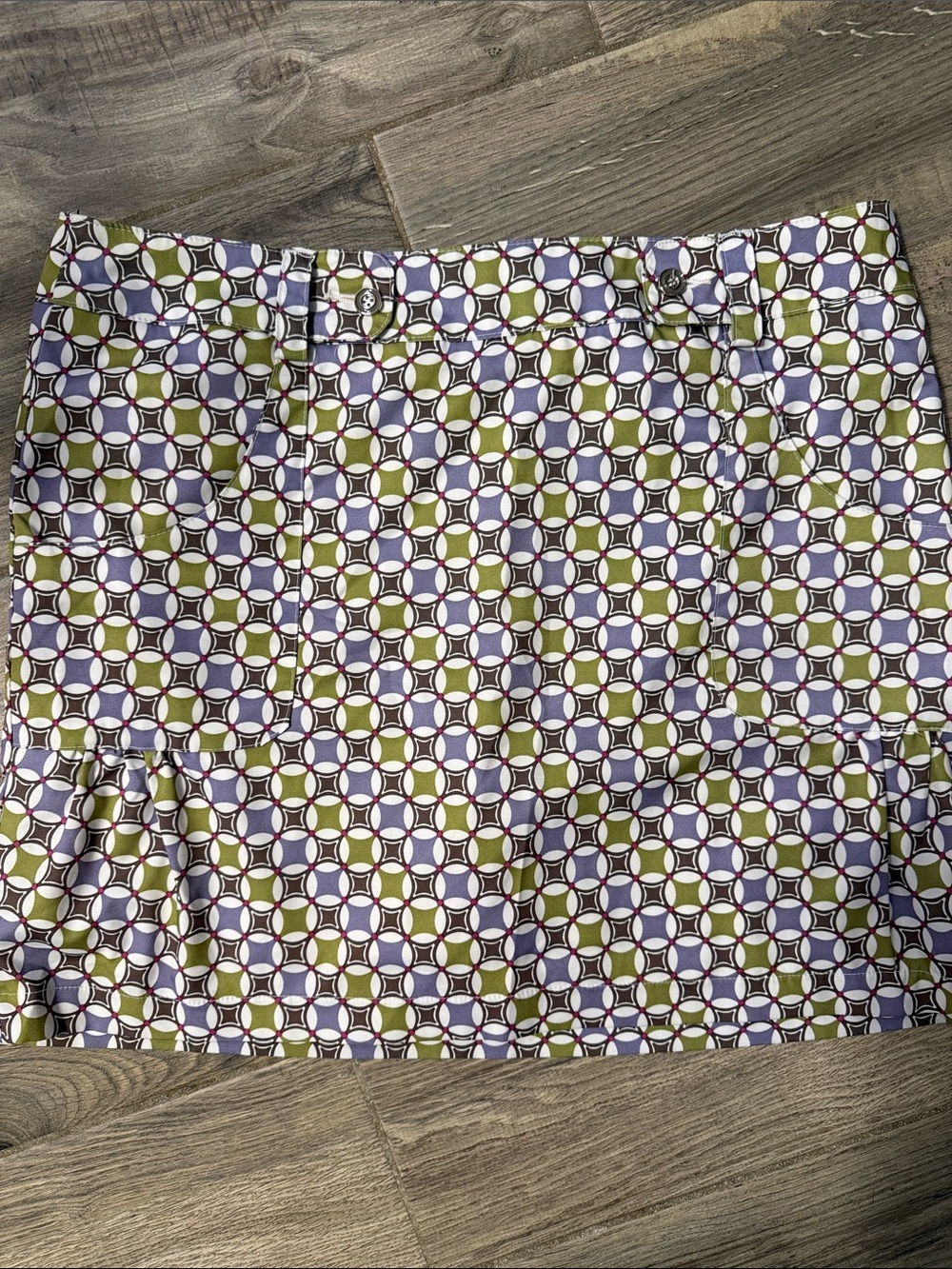 Geometric Print Olive & White Women's Skirt Izod size 12 Golf